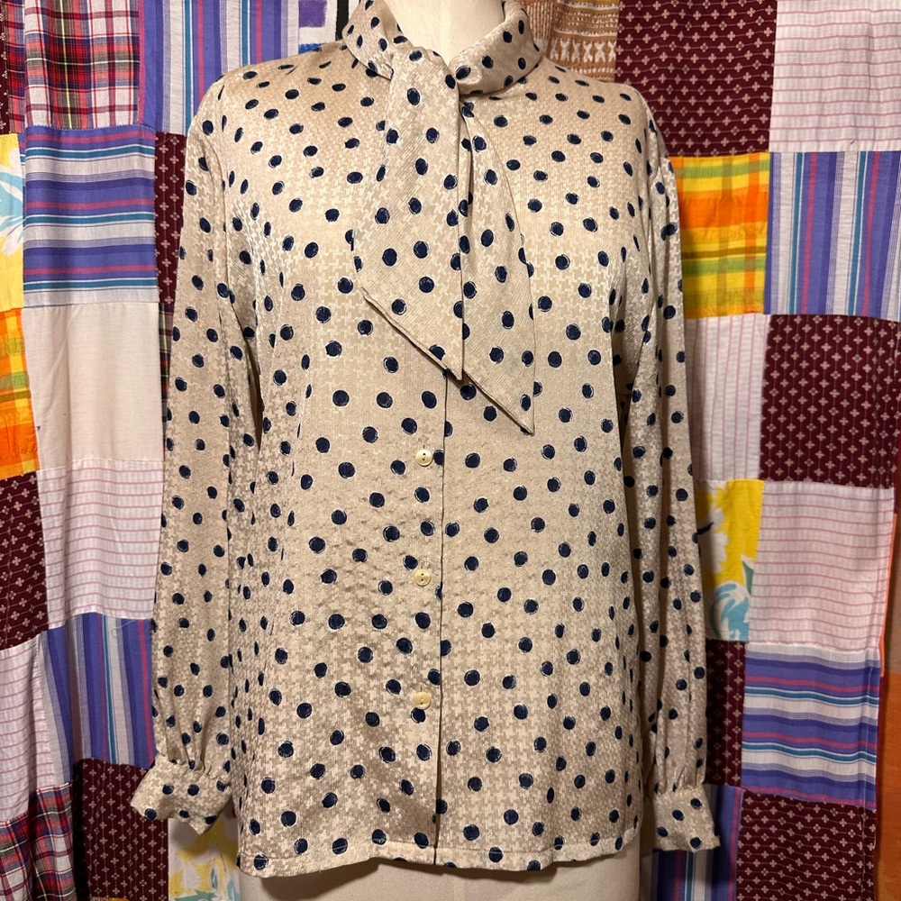 Polka Dot Blouse with Bow Tie